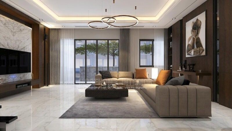 Ý tưởng bố trí nội thất gỗ mang lối trang trí hiện đại sáng tạo đã thổi làn gió mới tạo nên vẻ đẹp độc đáo. Mẫu trang trí biệt thự đang trong quá trình hoàn thiện thi công nội thất, quý khách có thể tham khảo chi tiết tại website:thietkenoithat.com