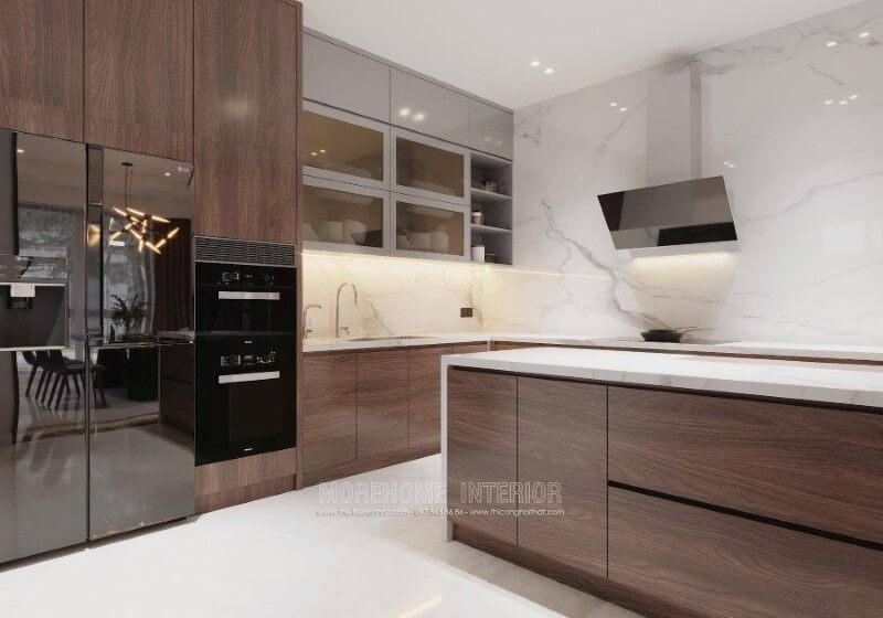 Mẫu tủ bếp đẹp được khách hàng lựa chọn nhiều tại Morehome.