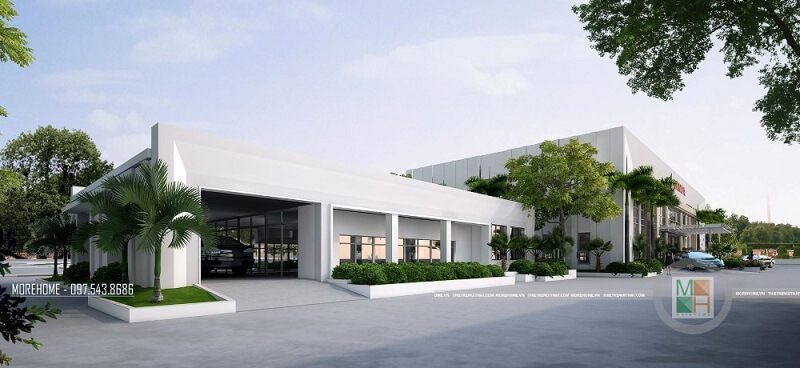 Mẫu thiết kế kiến trúc nội thất trung tâm sát hạch lái xe Honda hiện đại